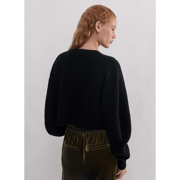 ME+EM Dramatic Sleeve Crop Knit Jacket Cardigan Black XS Wool Cashmere Sweater - Picture 3 of 11